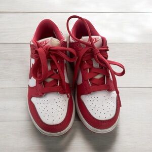 Nike Dunk University Red low. Shoe is worn but still in good condition.